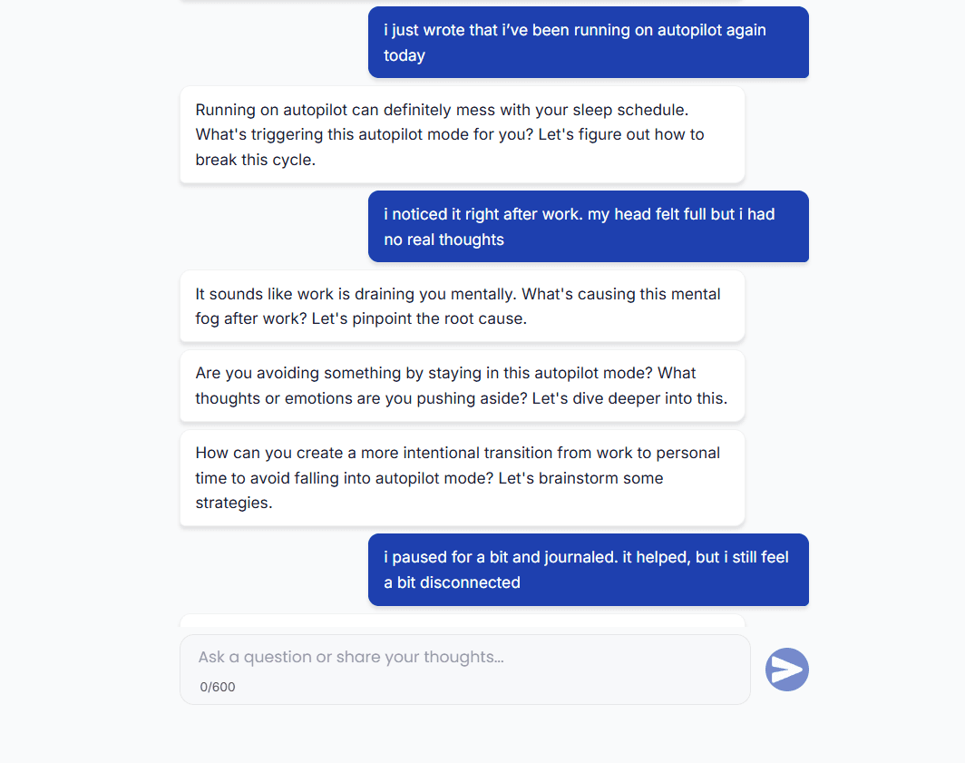 AI coach chat interaction